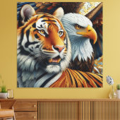 TIGER AND EAGLE, REALISTIC AND MOSAIC STYLE CANVAS AFDRUK (Insitu (Woonkamer))