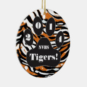 Tiger and Paw Print School Spirit Keramisch Ornament (Rechts)
