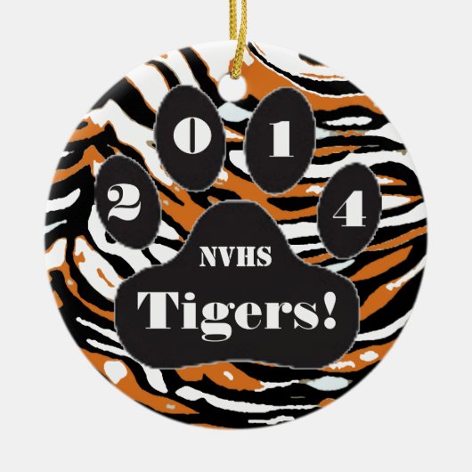 Tiger and Paw Print School Spirit Keramisch Ornament (Voorkant)