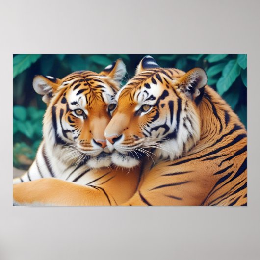Tiger Animal Natuur Wildlife Affection Caring Poster (Voorkant)