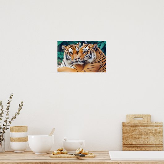 Tiger Animal Natuur Wildlife Affection Caring Poster (Keuken)