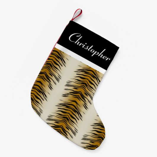 Tiger Animal Print op maat gesneden kerststop Kleine Kerstsok (Voorkant (Hangend))