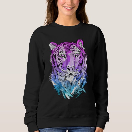 Tiger art animal lovers colourful animal trui (Voorkant)