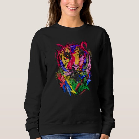 Tiger Art Animal Lovers Colourful Premium Trui (Voorkant)