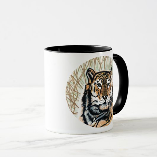 Tiger Art Color Pencil Tekening Mok (Voorkant rechts)