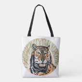 Tiger Art Color Pencil Tekening Tote Bag (Achterkant)