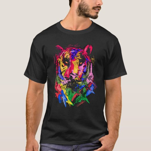 Tiger Art Dierenvrienden Kleurrijk T-shirt (Voorkant)