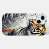 Tiger Art Kleur Gedeeltelijke Zwart Wit Tekening Case-Mate iPhone Case (Achterkant (horizontaal))