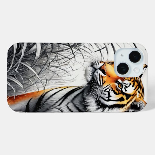 Tiger Art Kleur Gedeeltelijke Zwart Wit Tekening Case-Mate iPhone Case (Achterkant (horizontaal))