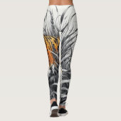 Tiger Art Kleur Gedeeltelijke Zwart Wit Tekening Leggings (Achterkant)