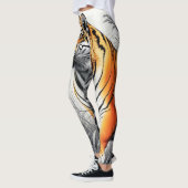 Tiger Art Kleur Gedeeltelijke Zwart Wit Tekening Leggings (Links)