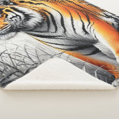 Tiger Art Kleur Gedeeltelijke Zwart Wit Tekening Sherpa Deken (3/4)