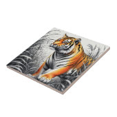 Tiger Art Kleur Gedeeltelijke Zwart Wit Tekening Tegeltje (Zijkant)