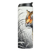 Tiger Art Kleur Gedeeltelijke Zwart Wit Tekening Thermosbeker (Gedraaid links)