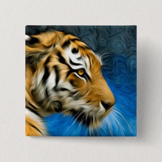 Tiger Art Painting Vierkante Button 5,1 Cm (Voorkant)
