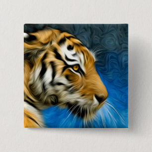 Tiger Art Painting Vierkante Button 5,1 Cm
