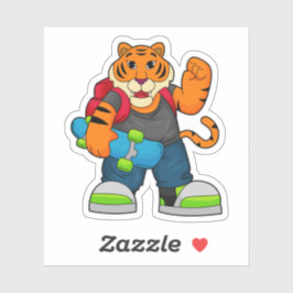 Tiger as Skater with Skateboard Sticker