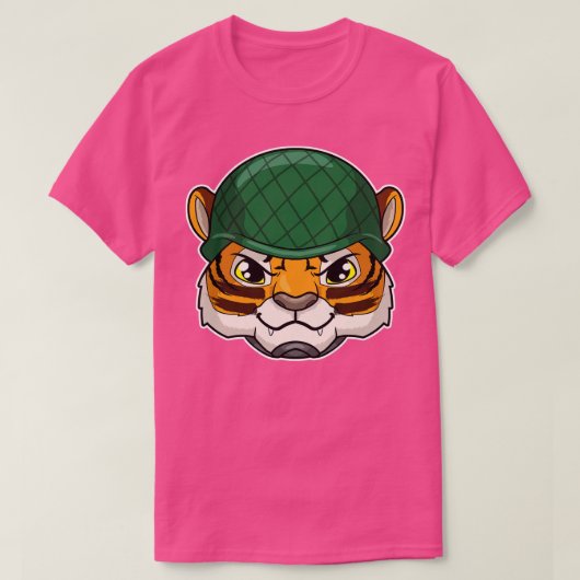 Tiger as Soldier with Helmet T-shirt (Design voorkant)