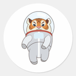 Tiger as Spaceman Costume Ronde Sticker