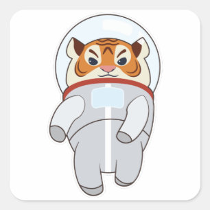 Tiger as Spaceman Costume Vierkante Sticker