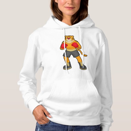 Tiger at Boxing with Boxing gloves Hoodie (Voorkant)