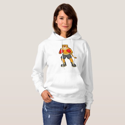 Tiger at Boxing with Boxing gloves Hoodie (Voorkant volledig)