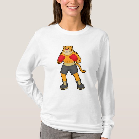 Tiger at Boxing with Boxing gloves T-shirt (Voorkant)