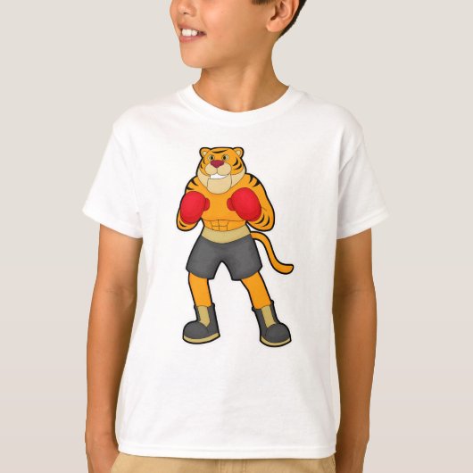 Tiger at Boxing with Boxing gloves T-shirt (Voorkant)