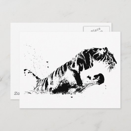 Tiger Attacking Briefkaart (Voorkant / Achterkant)