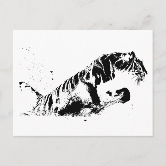 Tiger Attacking Briefkaart (Voorkant)