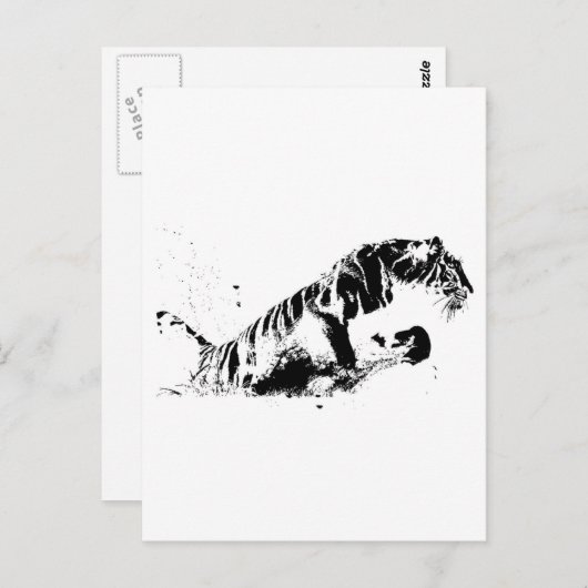 Tiger Attacking Briefkaart (Voorkant / Achterkant)