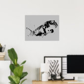 Tiger Attacking Pop Art Poster (Thuiskantoor)