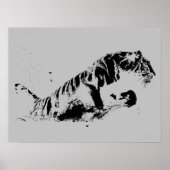 Tiger Attacking Pop Art Poster (Voorkant)