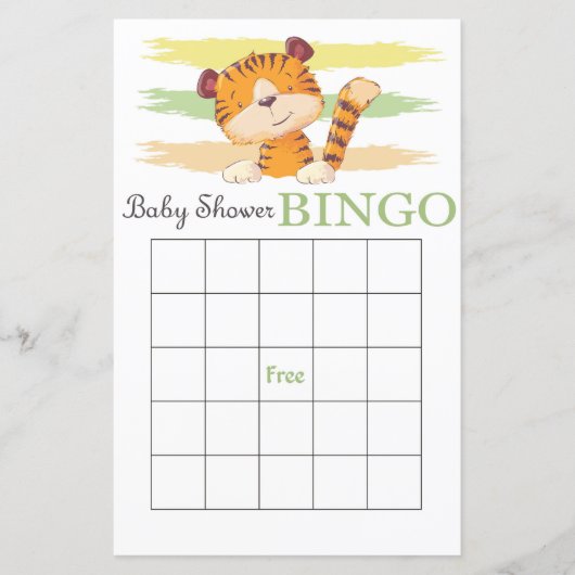 Tiger baby shower bingo (Voorkant)