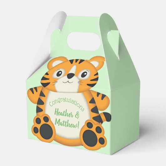 Tiger Baby shower Green Bedankdoosjes (Voorkant Zijde)
