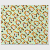 Tiger Baby shower Green Cadeaupapier (Vlak)
