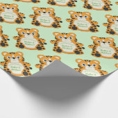 Tiger Baby shower Green Cadeaupapier (Hoek)