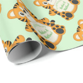 Tiger Baby shower Green Cadeaupapier (Rol Hoek)