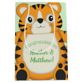 Tiger Baby shower Green Medium Cadeauzakje (Voorkant)