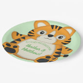 Tiger Baby shower Green Papieren Bordje (Gekanteld)
