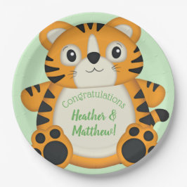 Tiger Baby shower Green Papieren Bordje