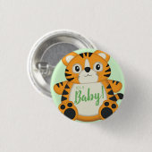 Tiger Baby shower Green Ronde Button 3,2 Cm (Voorkant /achterkant)