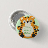 Tiger Baby shower Green Ronde Button 3,2 Cm (Voorkant /achterkant)