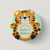 Tiger Baby shower Green Ronde Button 3,2 Cm (Voorkant)