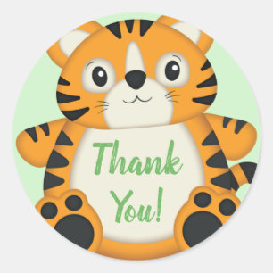 Tiger Baby shower Green Ronde Sticker