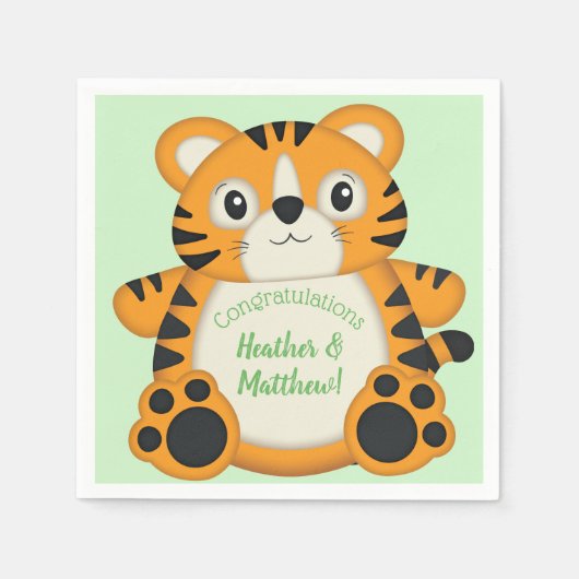 Tiger Baby shower Green Servet (Voorkant)