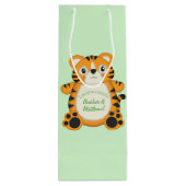 Tiger Baby shower Green Wijn Cadeautas (Achterkant)