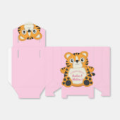 Tiger Baby shower roze Bedankdoosjes (Uitgevouwen)