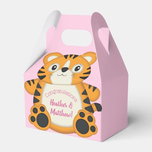 Tiger Baby shower roze Bedankdoosjes (Achterkant)