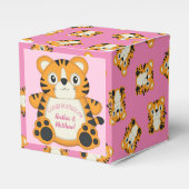 Tiger Baby shower roze Bedankdoosjes (Voorkant Zijde)